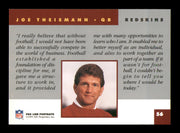 Joe Theismann Autographed 1991 Pro Line Card #56 Washington Redskins SKU #241873
