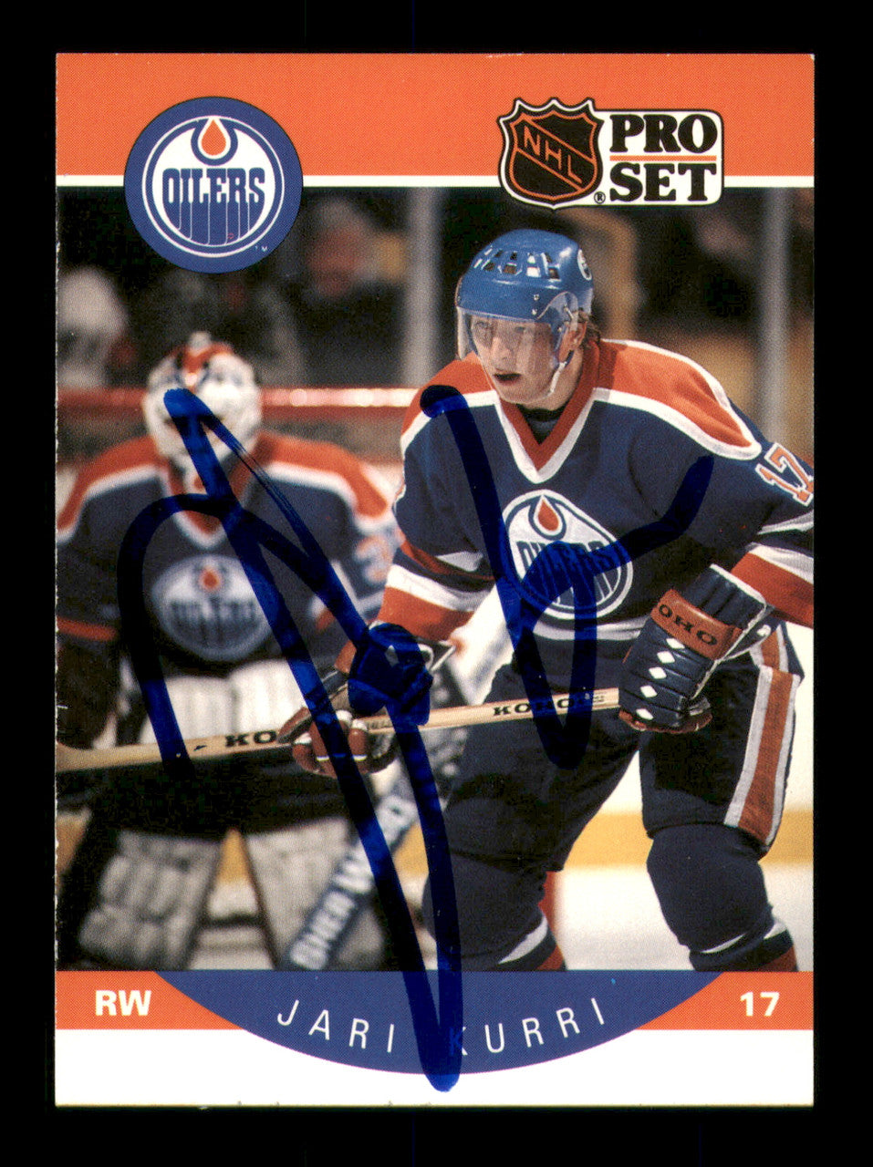 Jari Kurri Autographed 1990-91 Pro Set Card #87 Edmonton Oilers SKU #241879