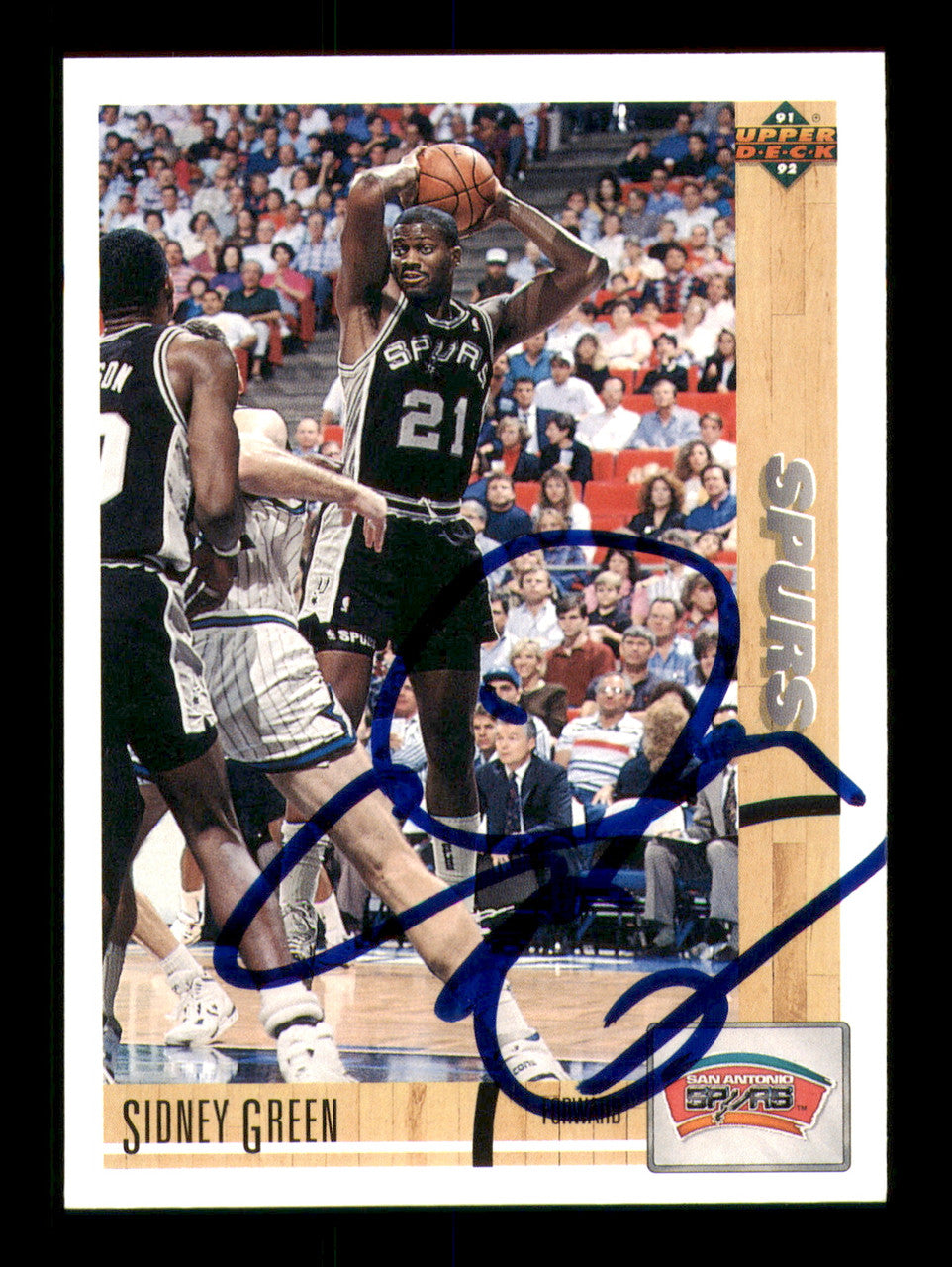 Sidney Green Autographed 1991-92 Upper Deck Card #259 San Antonio Spurs SKU #241905