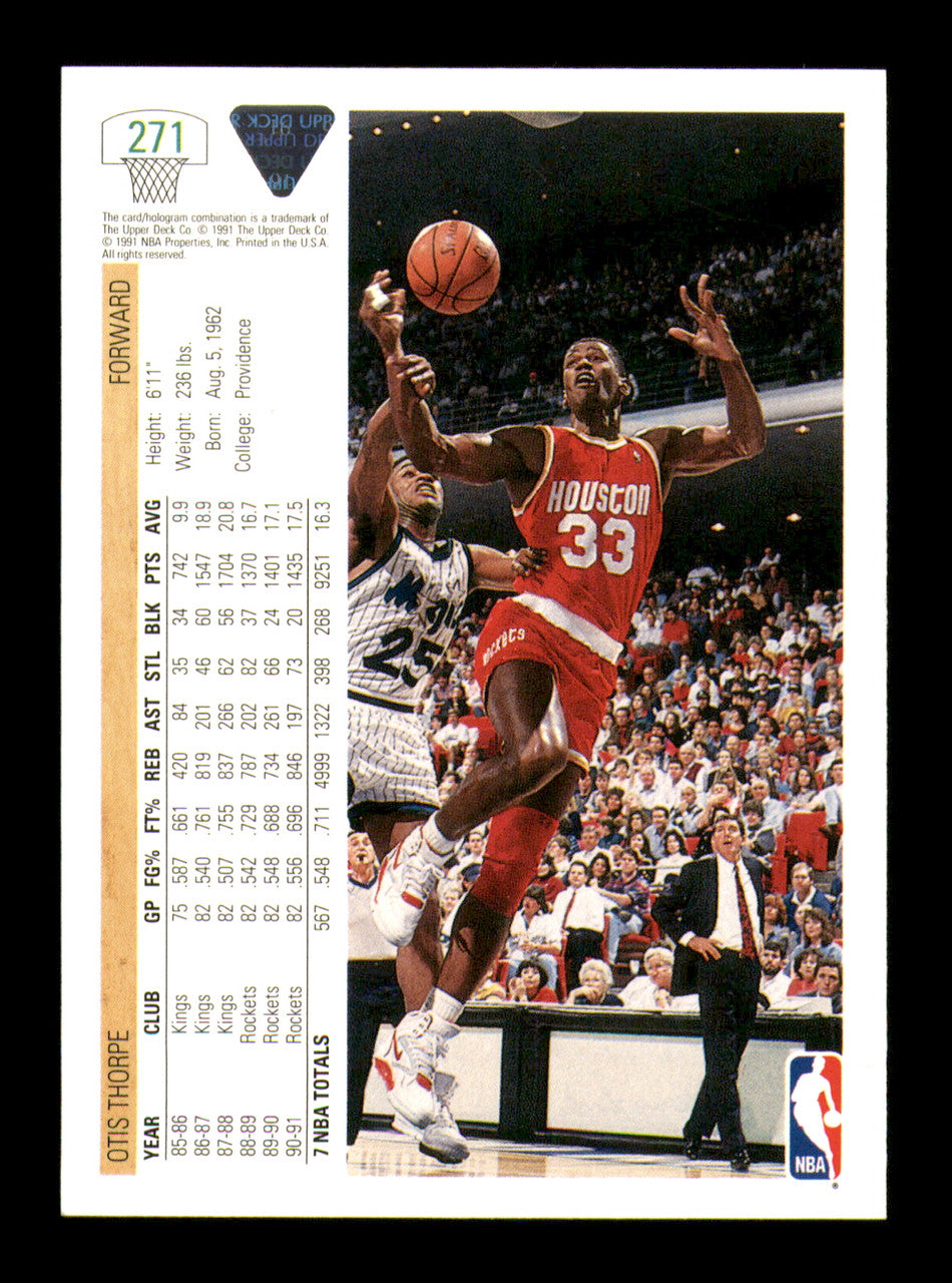 Otis Thorpe Autographed 1991-92 Upper Deck Card #271 Houston Rockets SKU #241907