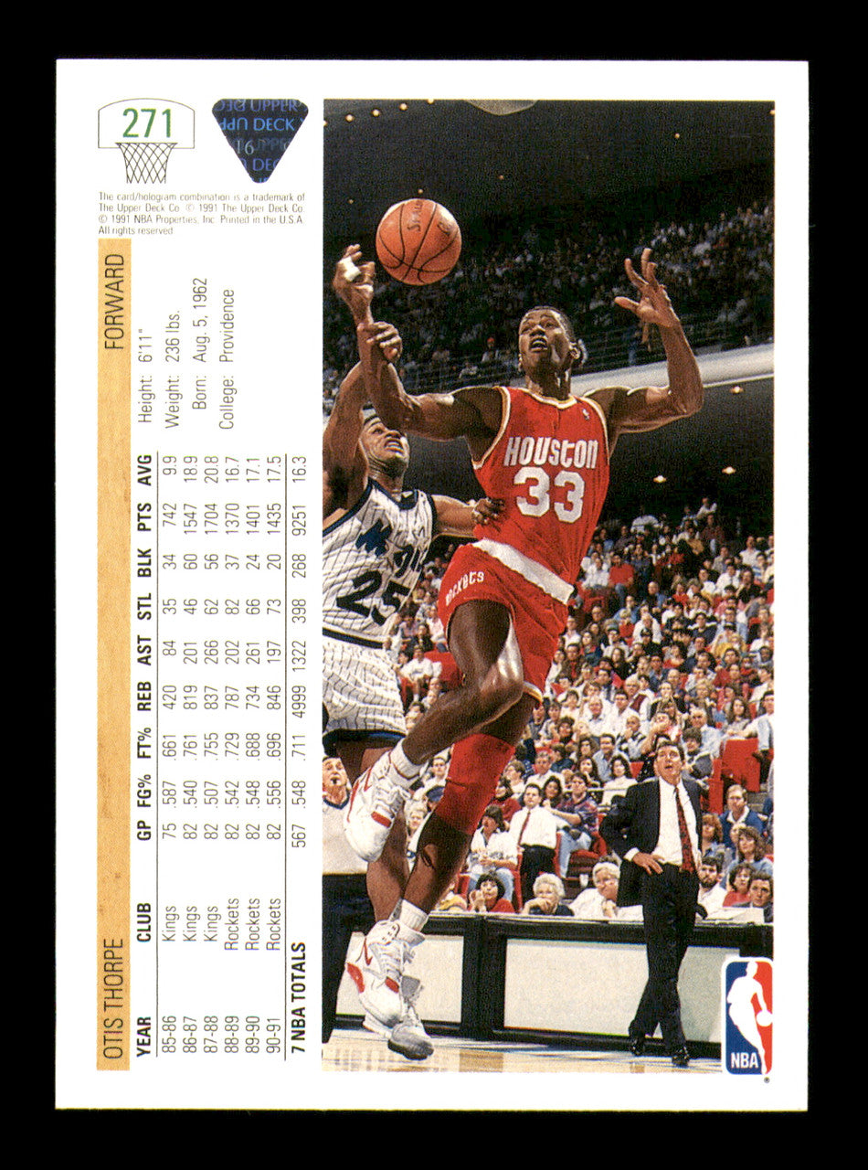 Otis Thorpe Autographed 1991-92 Upper Deck Card #271 Houston Rockets SKU #241908