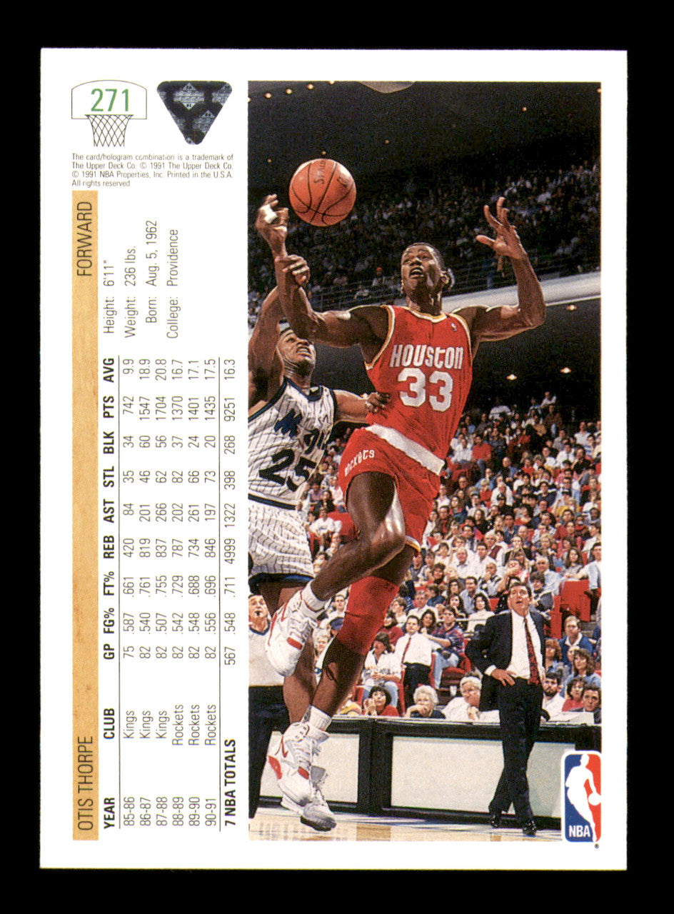 Otis Thorpe Autographed 1991-92 Upper Deck Card #271 Houston Rockets SKU #241909
