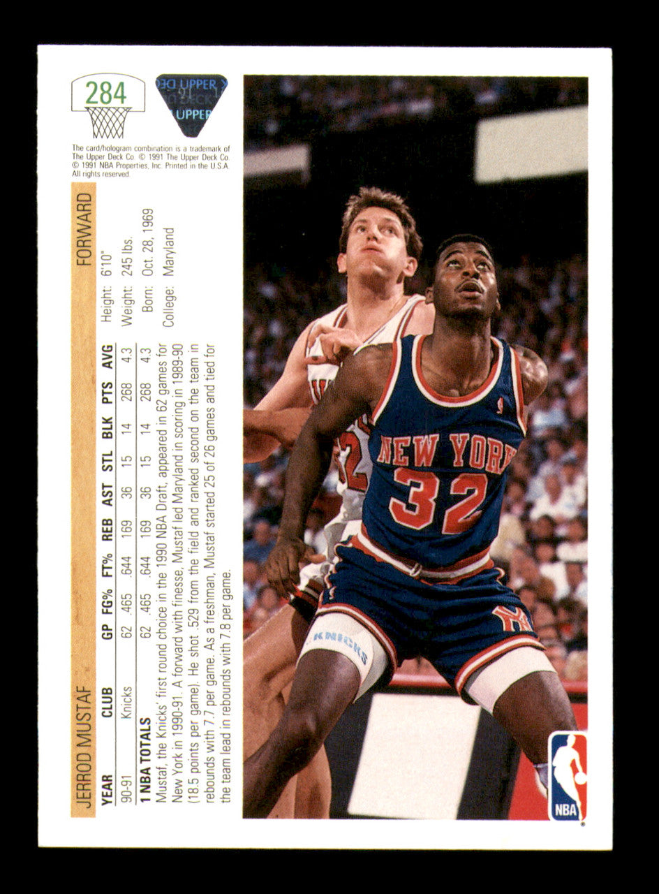 Jerrod Mustaf Autographed 1991-92 Upper Deck Card #284 New York Knicks SKU #241913