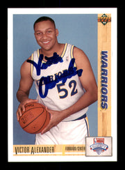 Victor Alexander Autographed 1991-92 Upper Deck Rookie Card #10 Golden State Warriors SKU #241920