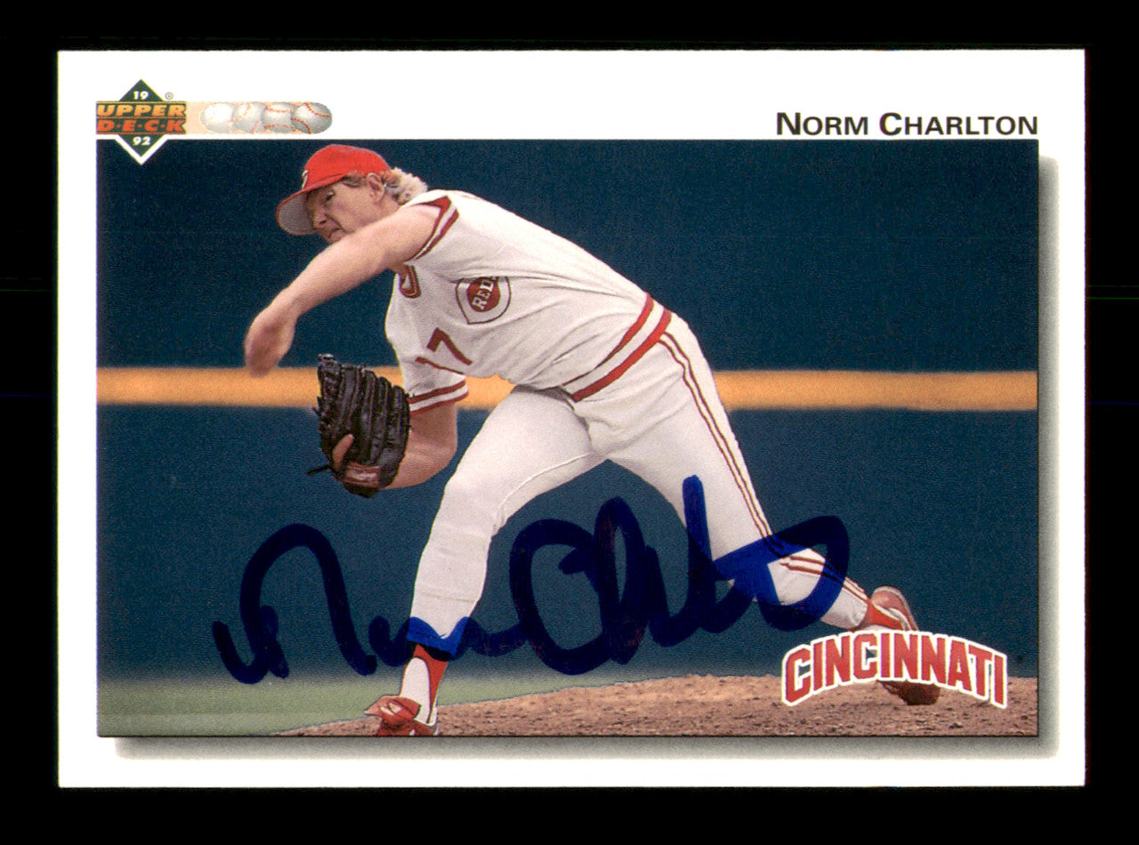 Norm Charlton Autographed 1992 Upper Deck Card #677 Cincinnati Reds SKU #241935