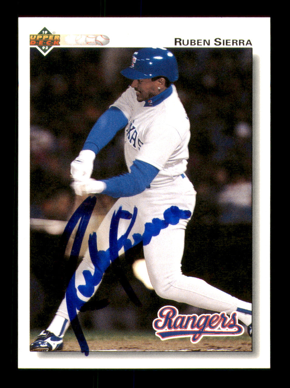 Ruben Sierra Autographed 1992 Upper Deck Card #176 Texas Rangers SKU #241938