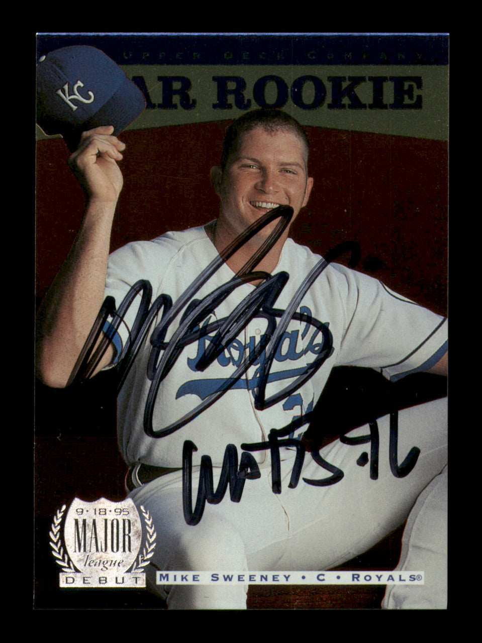 Mike Sweeney Autographed 1996 Upper Deck Rookie Card #251 Kansas City Royals SKU #241972