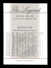 Dick Duff Autographed The Legend Card Toronto Maple Leafs SKU #242011