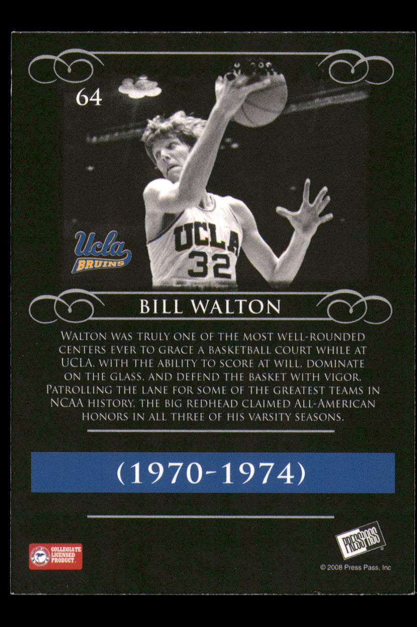 Bill Walton Autographed 2008 Press Pass Card #64 UCLA SKU #242015