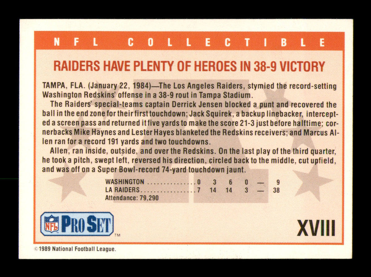 Todd Christensen Autographed 1989 Pro Set Card #XVIII Oakland Raiders SKU #242073