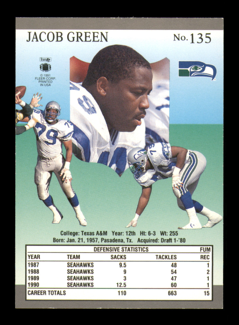Jacob Green Autographed 1991 Fleer Ultra Card #135 Seattle Seahawks SKU #242085