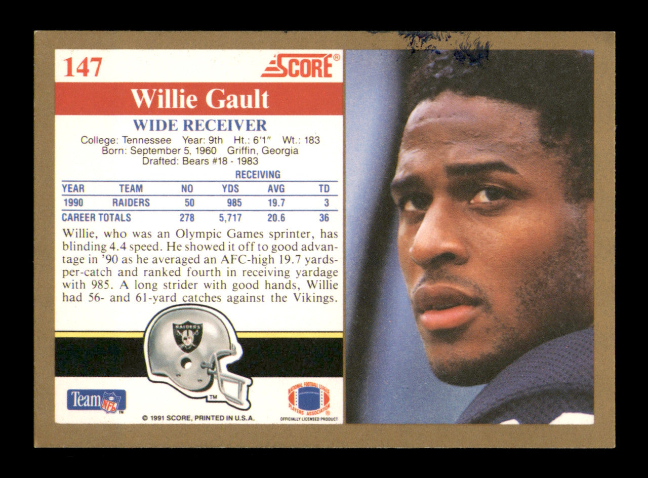 Willie Gault Autographed 1991 Score Card #147 Los Angeles Raiders SKU #242093