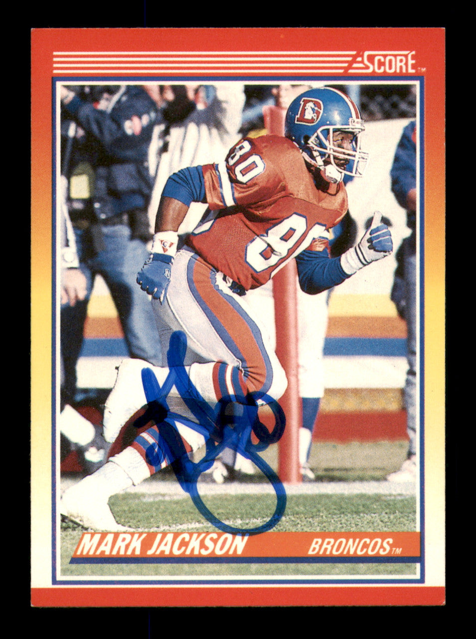 Mark Jackson Autographed 1990 Score Card #240 Denver Broncos SKU #242106