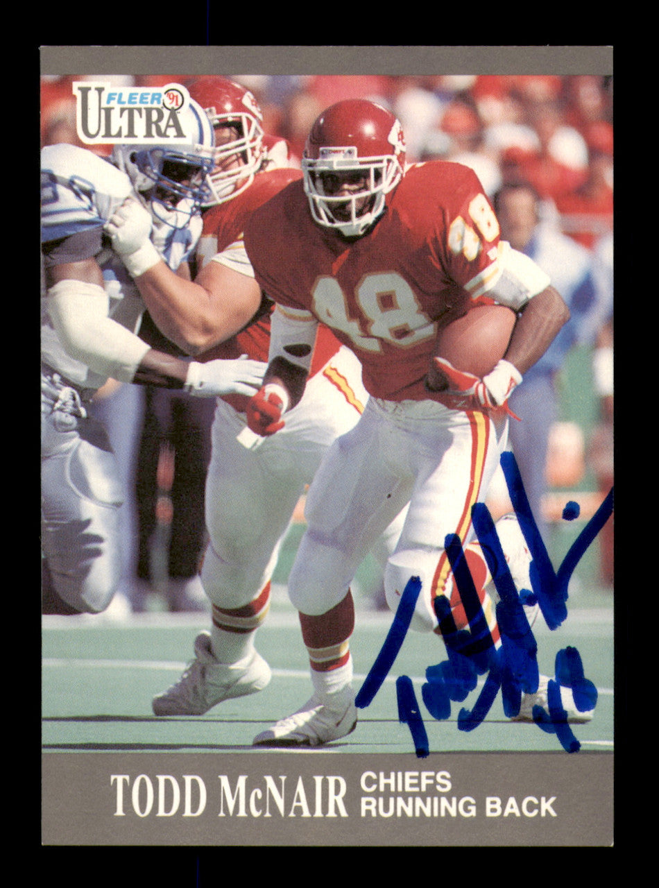 Todd McNair Autographed 1991 Fleer Ultra Card #68 Kansas City Chiefs SKU #242116