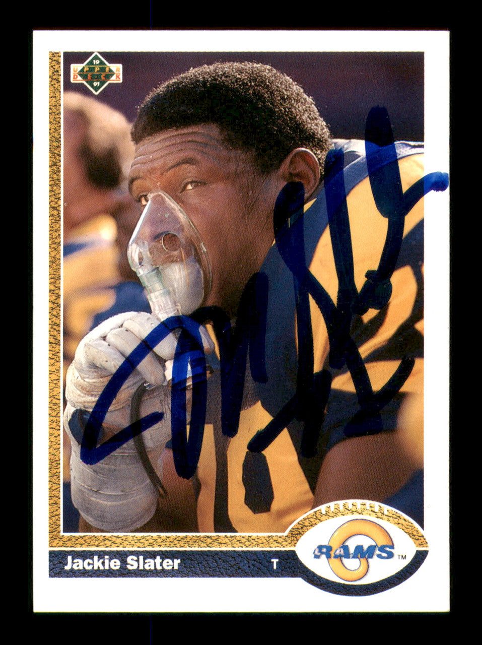 Jackie Slater Autographed 1991 Upper Deck Card #184 Los Angeles Rams SKU #242125