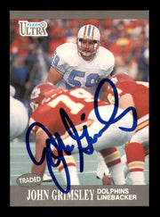 John Grimsley Autographed 1991 Fleer Ultra Card #48 Miami Dolphins SKU #242128