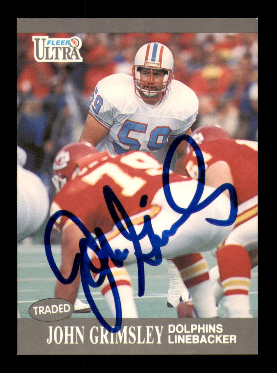 John Grimsley Autographed 1991 Fleer Ultra Card #48 Miami Dolphins SKU #242128
