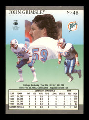 John Grimsley Autographed 1991 Fleer Ultra Card #48 Miami Dolphins SKU #242128