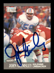 John Grimsley Autographed 1991 Fleer Ultra Card #48 Miami Dolphins SKU #242129
