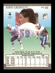 John Grimsley Autographed 1991 Fleer Ultra Card #48 Miami Dolphins SKU #242129