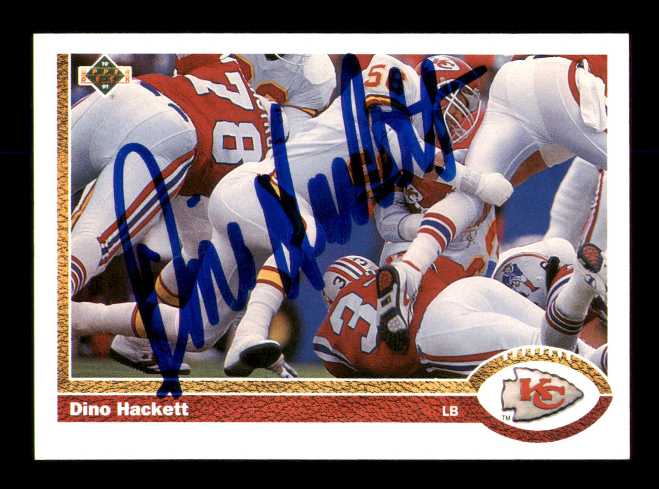 Dino Hackett Autographed 1991 Upper Deck Card #298 Kansas City Chiefs SKU #242151