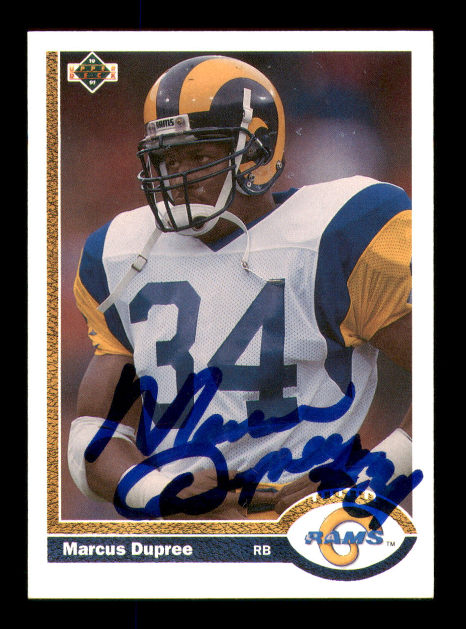 Marcus Dupree Autographed 1991 Upper Deck Card #499 Los Angeles Rams SKU #242153