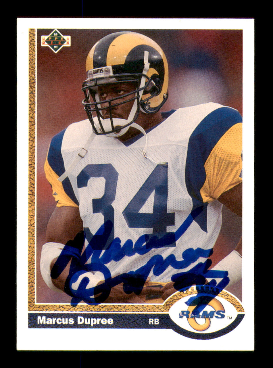 Marcus Dupree Autographed 1991 Upper Deck Card #499 Los Angeles Rams SKU #242154