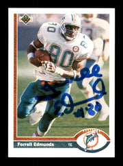 Ferrell Edmunds Autographed 1991 Upper Deck Card #291 Miami Dolphins SKU #242168