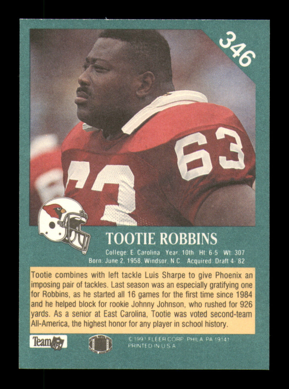 Tootie Robbins Autographed 1991 Fleer Card #346 Phoenix Cardinals SKU #242188