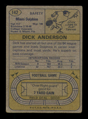 Dick Anderson Autographed 1974 Topps Card #142 Miami Dolphins SKU #242189