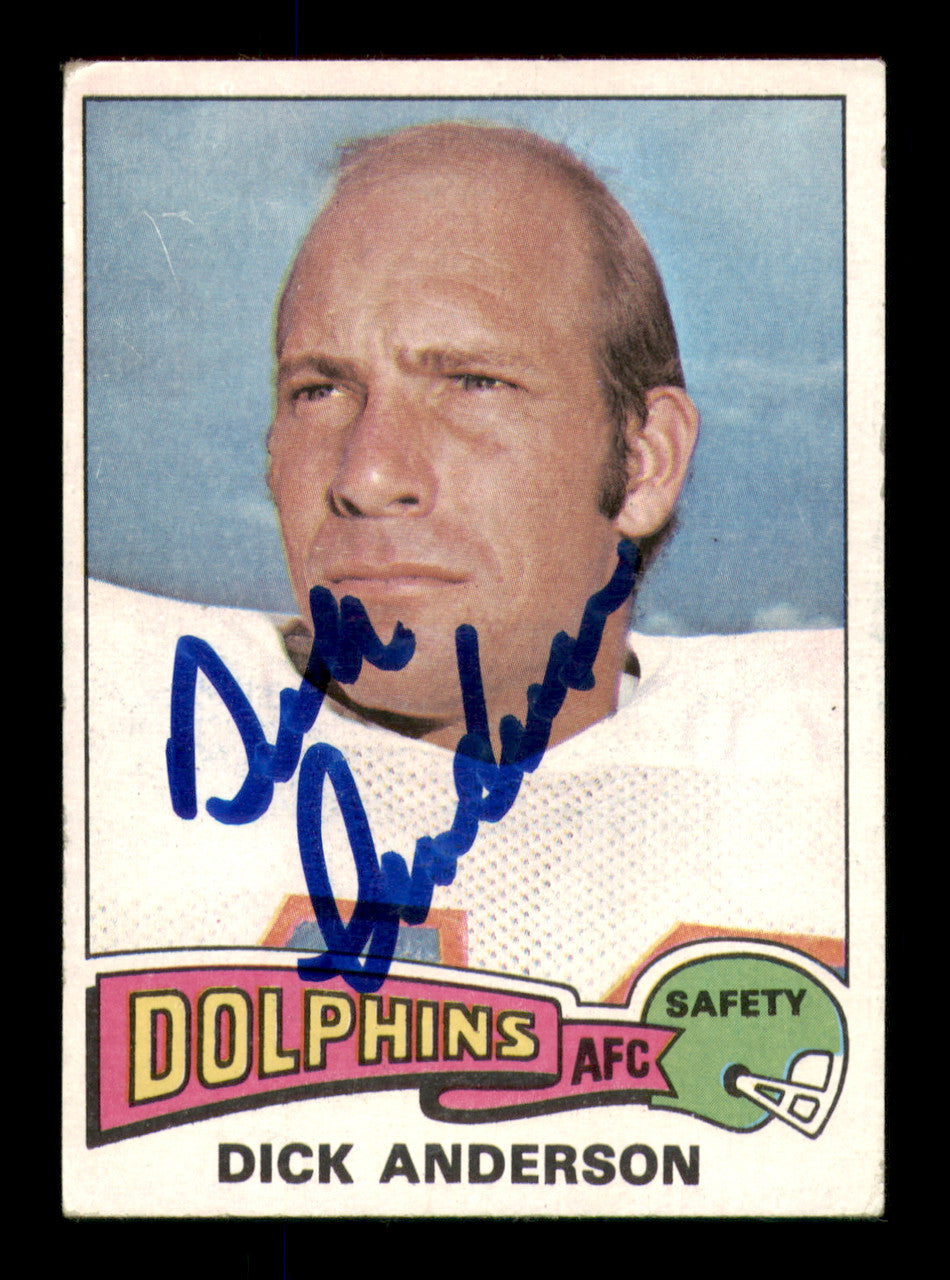 Dick Anderson Autographed 1975 Topps Card #440 Miami Dolphins SKU #242192