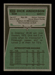 Dick Anderson Autographed 1975 Topps Card #440 Miami Dolphins SKU #242192