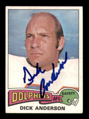Dick Anderson Autographed 1975 Topps Card #440 Miami Dolphins SKU #242193
