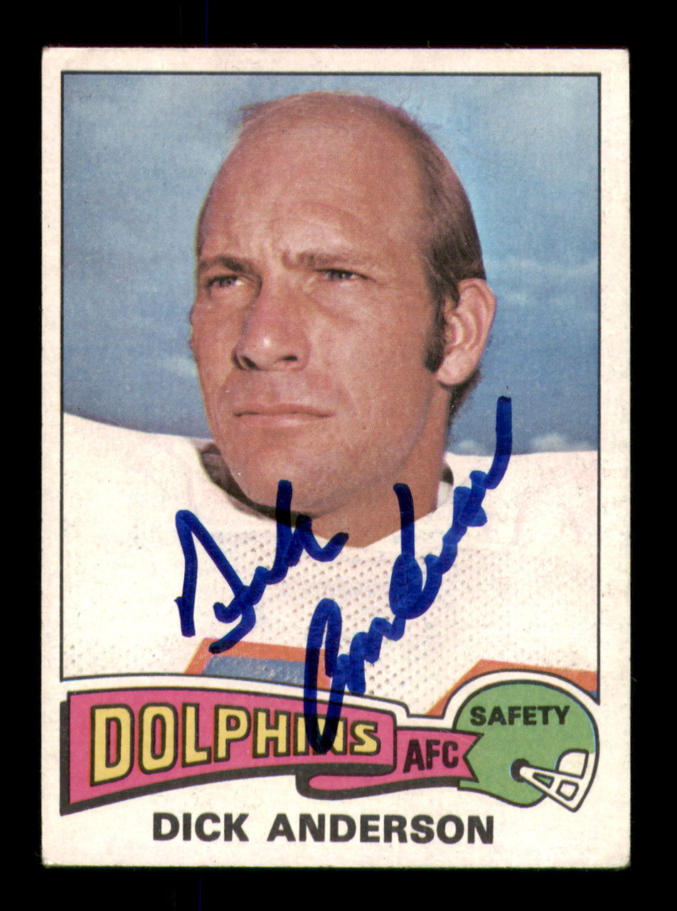 Dick Anderson Autographed 1975 Topps Card #440 Miami Dolphins SKU #242193
