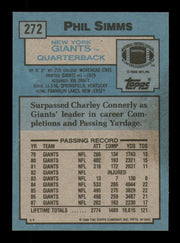 Phil Simms Autographed 1988 Topps Card #272 New York Giants SKU #242196