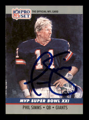 Phil Simms Autographed 1990 Pro Set Card #21 New York Giants SKU #242198