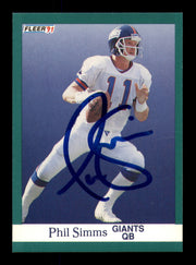 Phil Simms Autographed 1991 Fleer Card #318 New York Giants SKU #242201