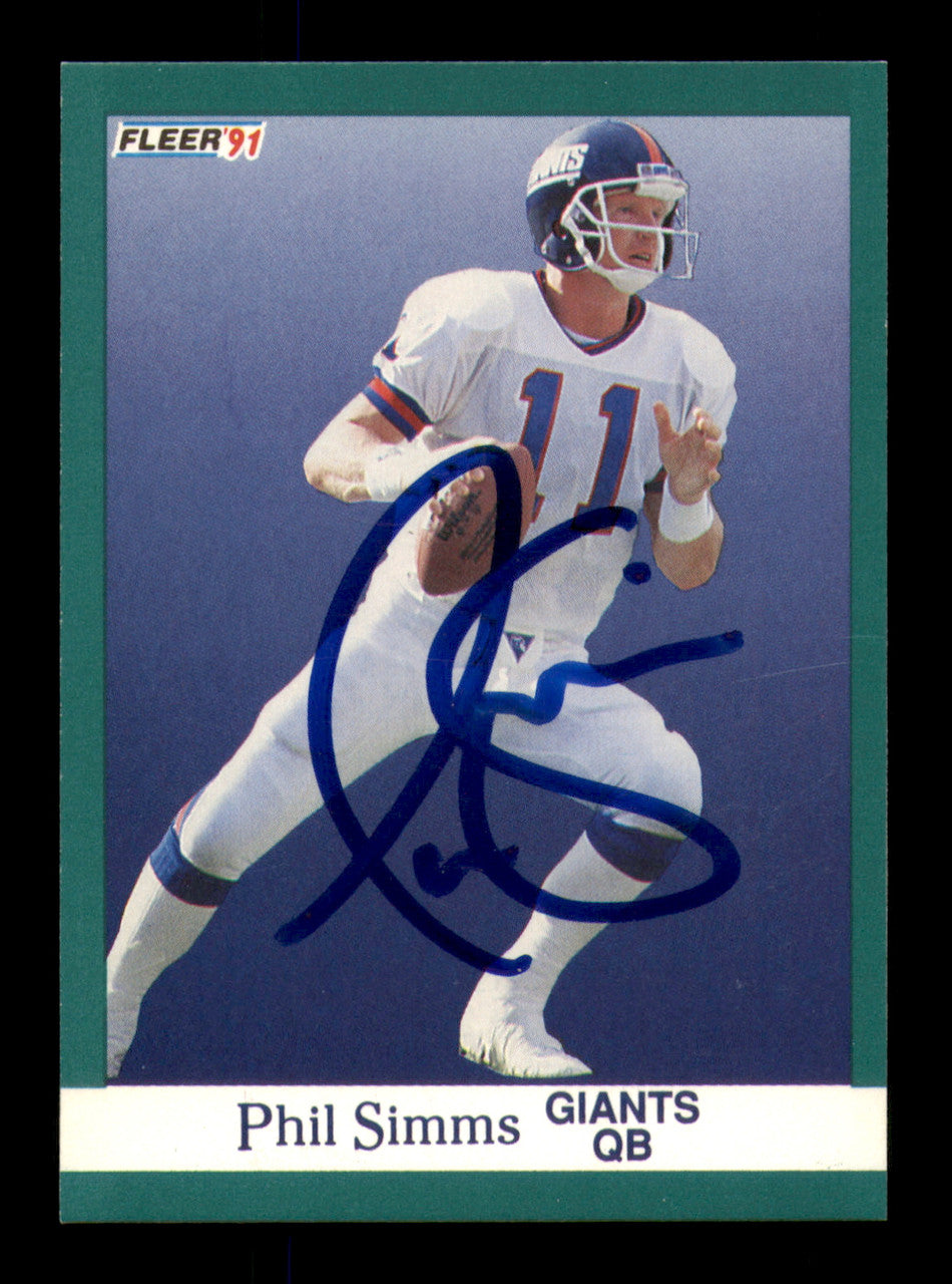 Phil Simms Autographed 1991 Fleer Card #318 New York Giants SKU #242201