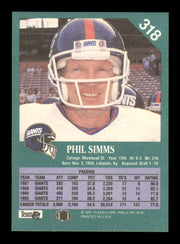 Phil Simms Autographed 1991 Fleer Card #318 New York Giants SKU #242201