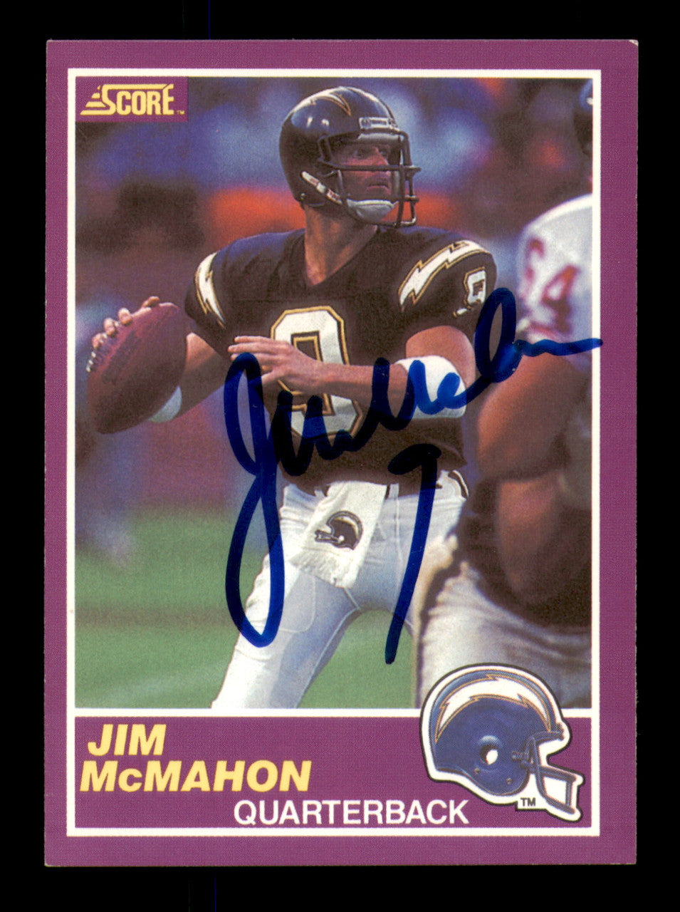 Jim McMahon Autographed 1989 Score Supplemental Card #353S San Diego Chargers SKU #242209