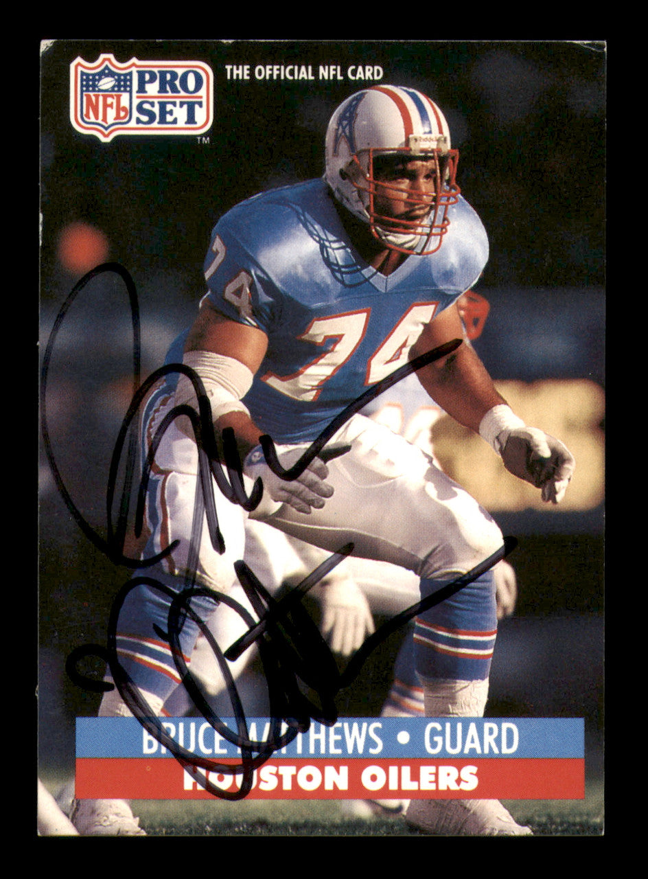 Bruce Matthews Autographed 1991 Pro Set Card #166 Houston Oilers SKU #242261