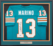 Miami Dolphins Dan Marino Autographed Framed Teal Jersey Beckett BAS Stock #265447