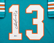 Miami Dolphins Dan Marino Autographed Framed Teal Jersey Beckett BAS Stock #265447