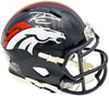 Russell Wilson Autographed Denver Broncos Blue Speed Mini Helmet Fanatics Holo Stock #227950