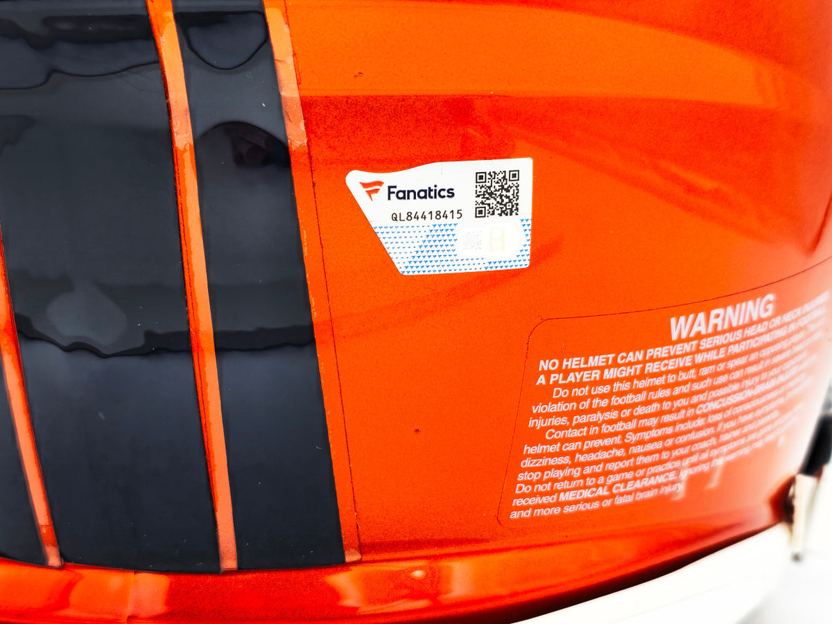 Russell Wilson Autographed Denver Broncos Flash Orange Full Size Authentic Speed Helmet Fanatics Holo Stock #227928