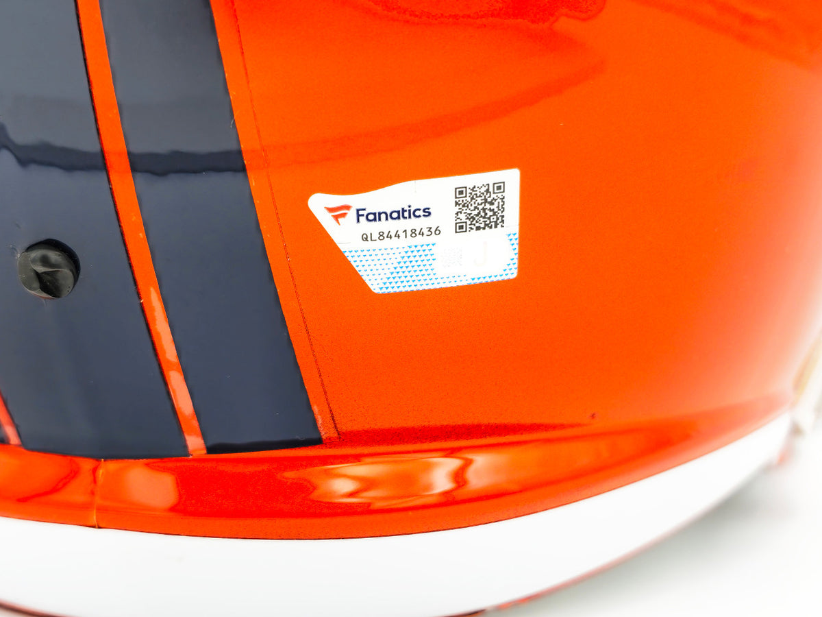 Russell Wilson Autographed Denver Broncos Flash Orange Full Size Replica Speed Helmet Fanatics Holo Stock #227938