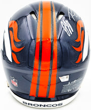 Russell Wilson & Jerry Jeudy Autographed Denver Broncos Blue Full Size Authentic Speed Helmet Fanatics Holo Stock #227926