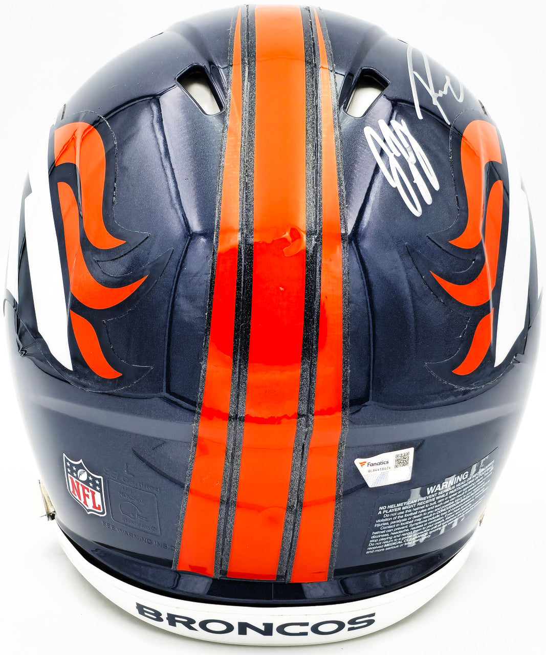 Russell Wilson & Jerry Jeudy Autographed Denver Broncos Blue Full Size Authentic Speed Helmet Fanatics Holo Stock #227926
