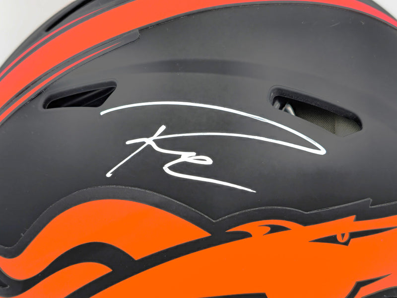 Russell Wilson Autographed Denver Broncos Eclipse Black Full Size Authentic Speed Helmet Fanatics Holo Stock #227932