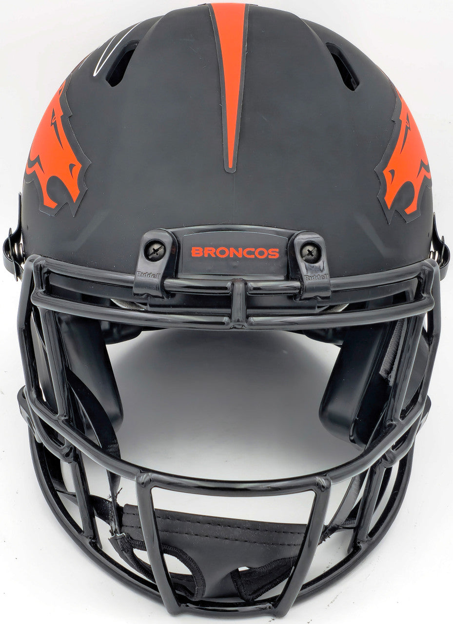 Russell Wilson Autographed Denver Broncos Eclipse Black Full Size Authentic Speed Helmet Fanatics Holo Stock #227932